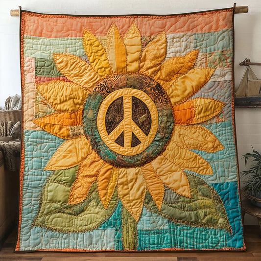Peace Sunflower Quilt Blanket