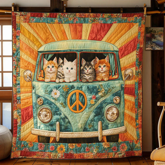 Peace Van Cat Quilt Blanket