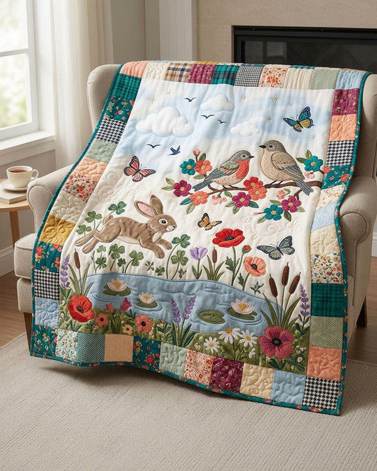 Peaceful Day Quilt Blanket - Quilted Blanket by OtterMia