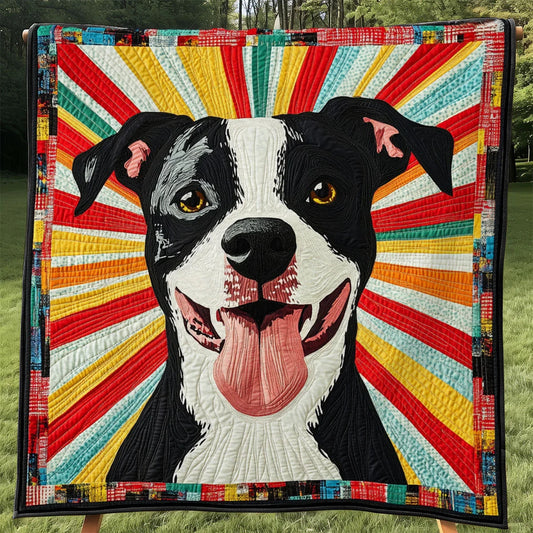 Peaceful Dog Rainbow Quilt Blanket