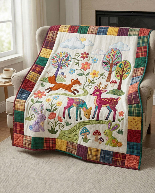 Peaceful Forest Quilt Blanket - Quilted Blanket by OtterMia
