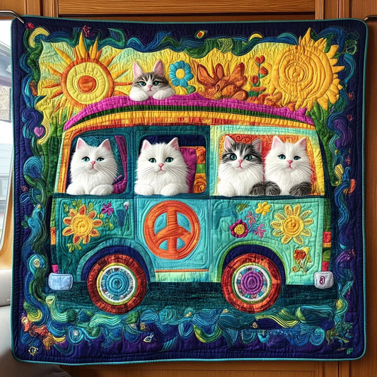 Peaceful Journey Cats Quilt Blanket