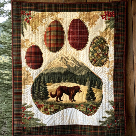 Peaceful Peak Golden Retriever Paw Quilt Blanket