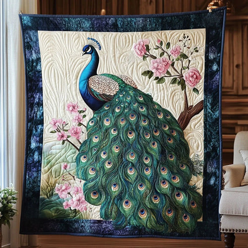 Peacock Floral Quilt Blanket