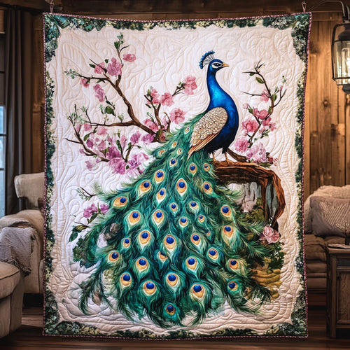 Peacock Floral Quilt Blanket