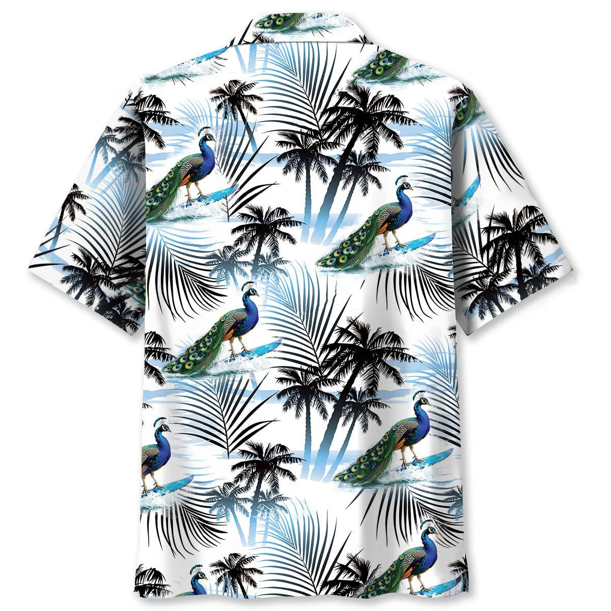 Peacock Surfing Funny Hawaiian Shirt, custom shirt gift for men (view 2)