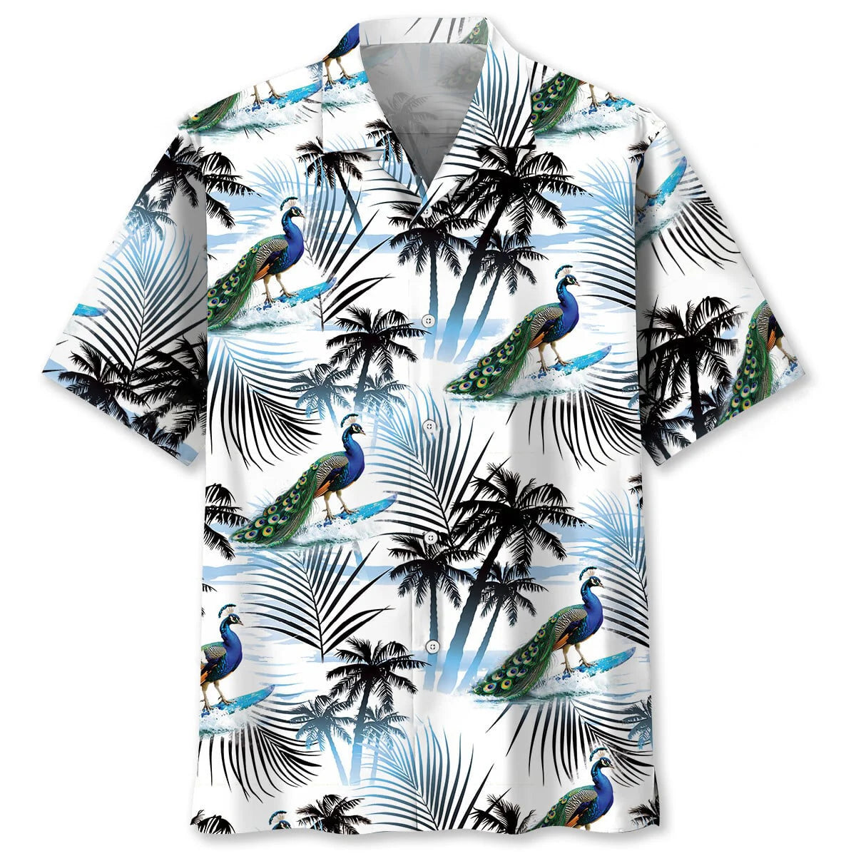 Peacock Surfing Funny Hawaiian Shirt, custom shirt gift for men (view 4)