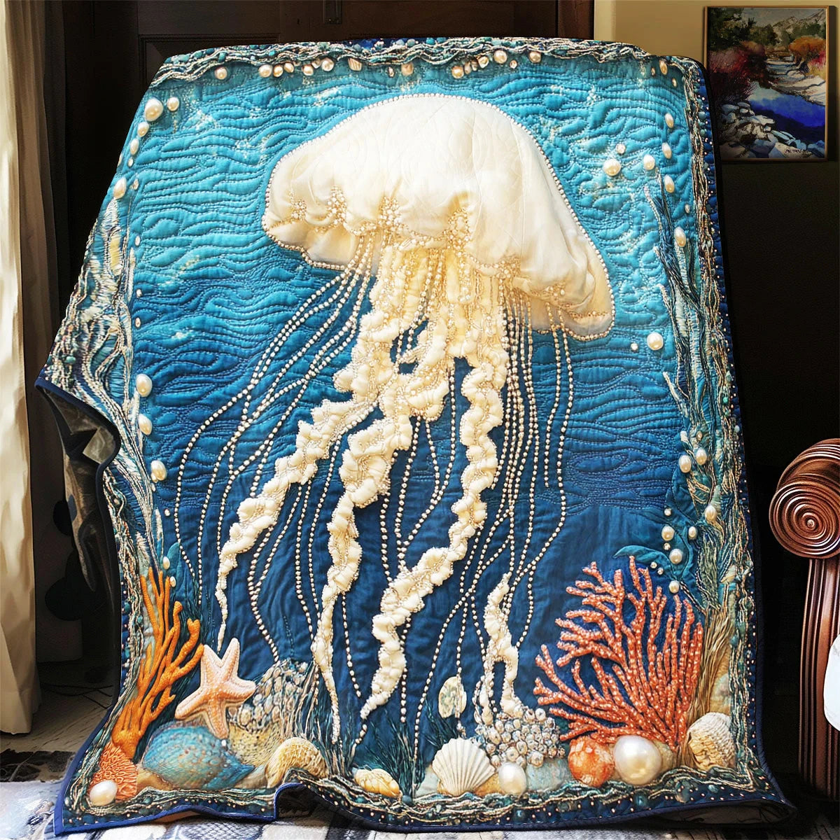 Pearl Jellyfish Quilt Blanket