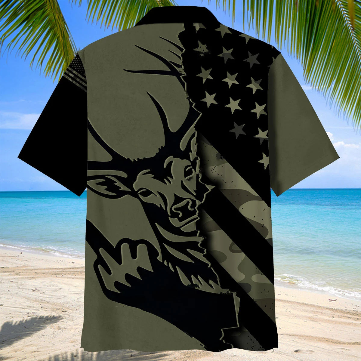 Peek a Boo Flipping Off Deer Camoflage America Hawaiian Shirt, custom shirt gift for men (view 4)