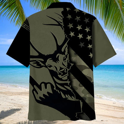 Peek a Boo Flipping Off Deer Camoflage America Hawaiian Shirt, custom shirt gift for men (view 4)