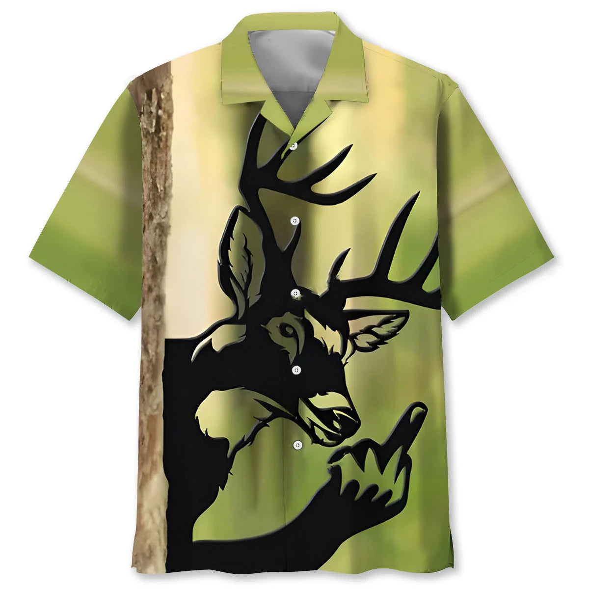 Peek a Boo Flipping Off Deer Hawaiian Shirt, custom shirt gift for men