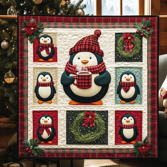 Penguin Cheer Quilt Blanket
