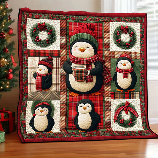 Penguin Christmas Quilt Blanket