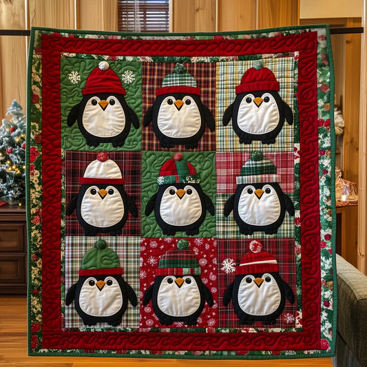 Penguin Christmas Quilt Blanket