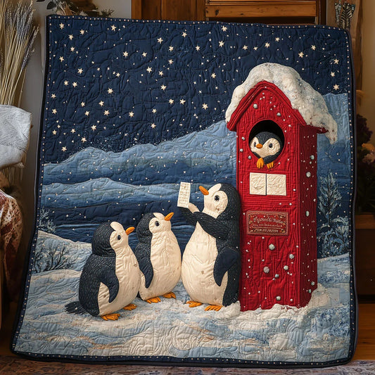 Penguin Christmas Wish Quilt Blanket