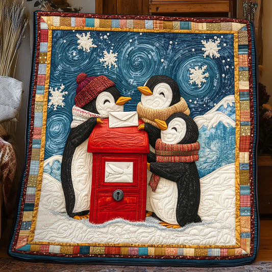 Penguin Delivery Quilt Blanket