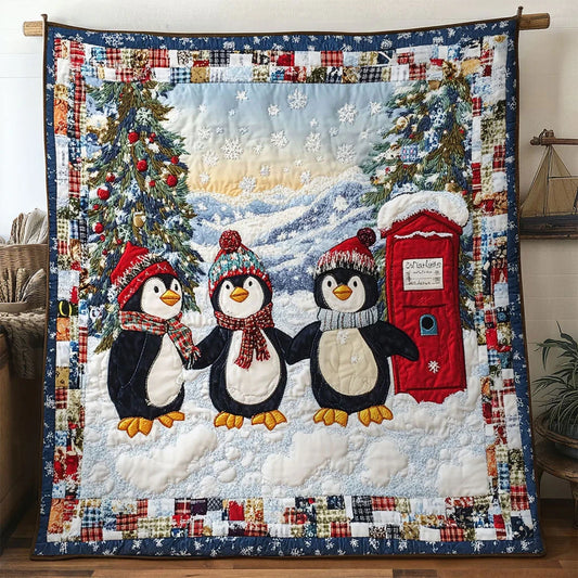 Penguin Happy Mail Quilt Blanket