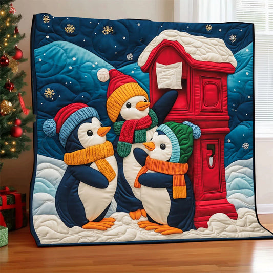 Penguin Letter To Santa Quilt Blanket