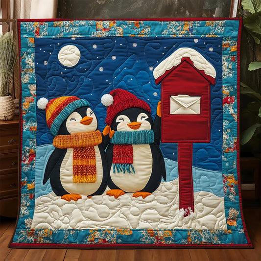 Penguin Letters To Santa Quilt Blanket