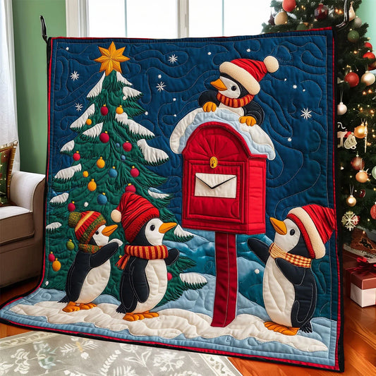 Penguin Postal Wishes Quilt Blanket