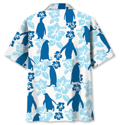 Penguin Hibiscus Hawaiian Shirt, custom shirt gift for men (view 3)