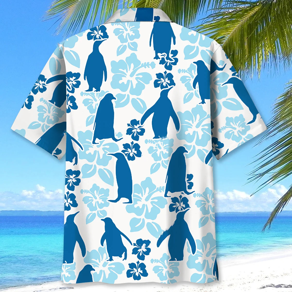 Penguin Hibiscus Hawaiian Shirt, custom shirt gift for men (view 4)