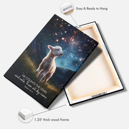 he counts the stars and calls them all by name psalm 147 4 wall art canvas (Landscape) (view 4)