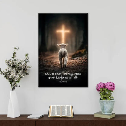 1 john 1 5 god is light lamb walking toward the cross canvas wall art (view 8)