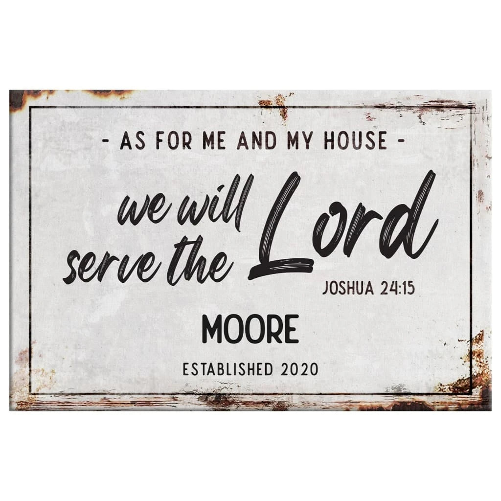 personalized as for me and my house custom family name and established year wall art canvas (Landscape) (view 4)