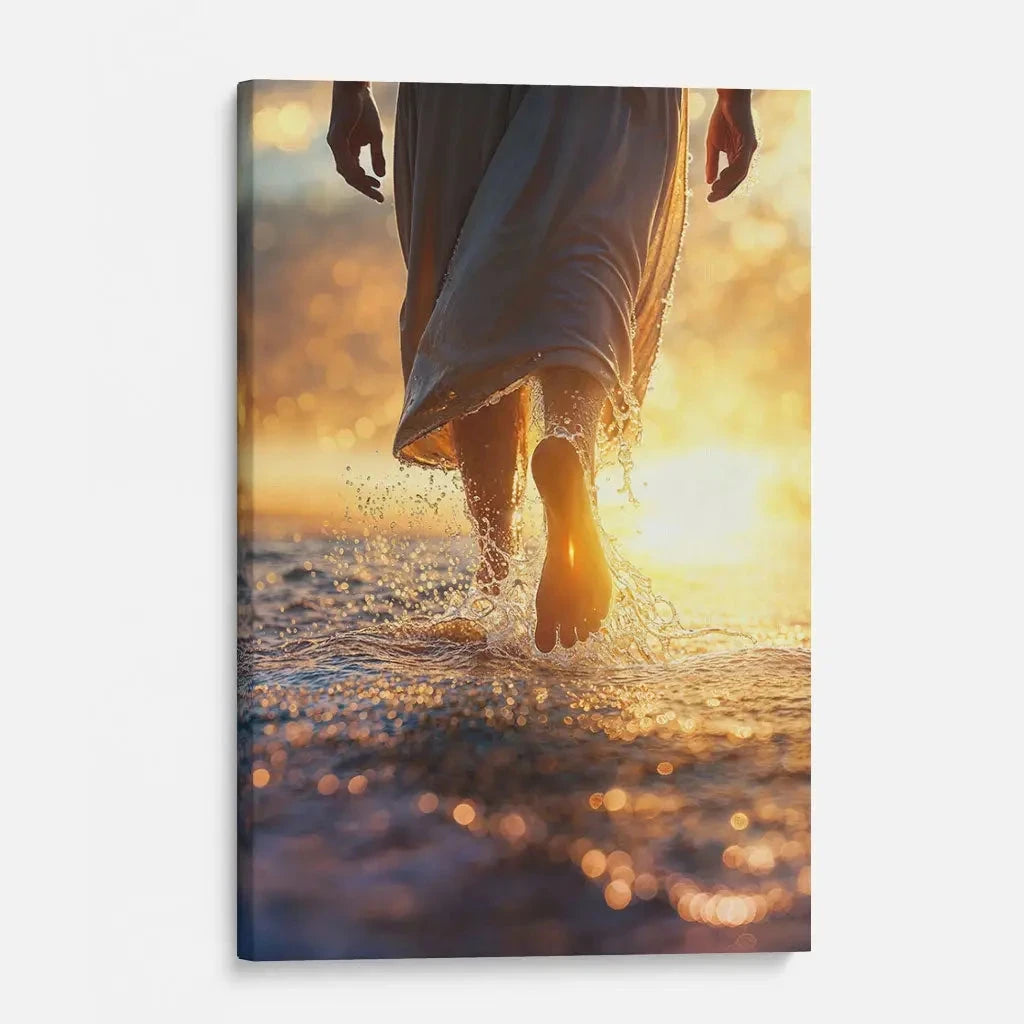 jesus christ walking on water christian wall art canvas (view 7)