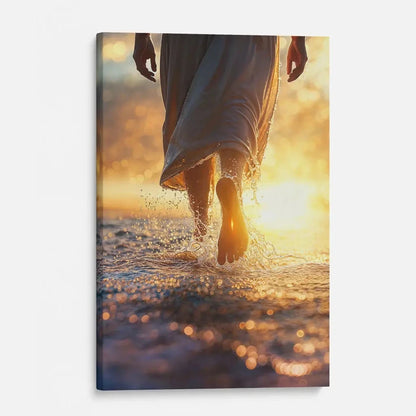 jesus christ walking on water christian wall art canvas (view 7)