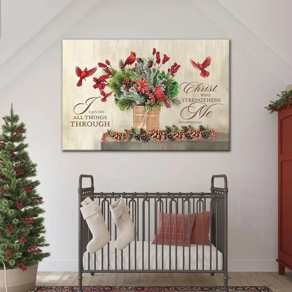 i can do all things through christ christmas wall art canvas (Landscape) (view 6)