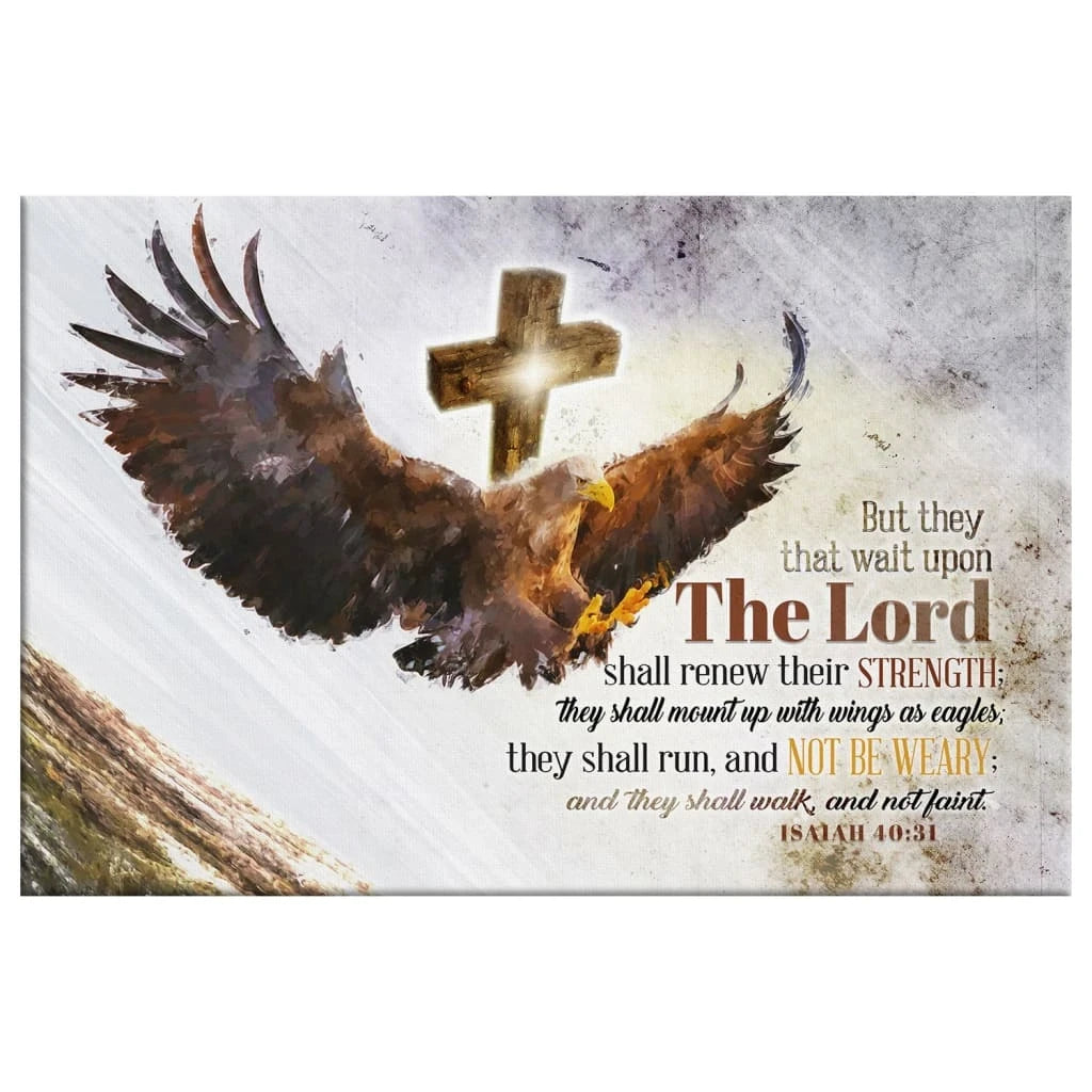 they that wait upon the lord canvas soaring eagle isaiah 40 31 kjv wall art (Landscape) (view 3)