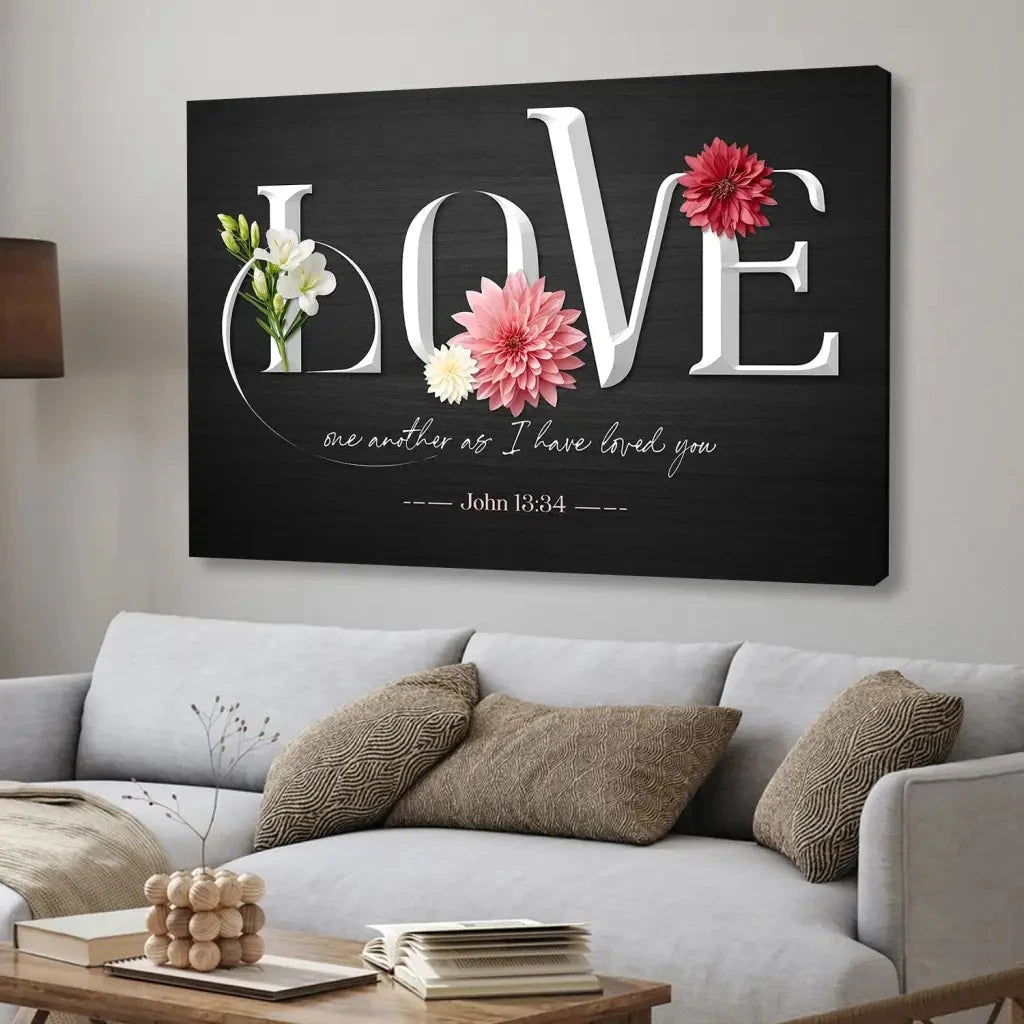 love one another as i have loved you john 13 34 wall art canvas (Landscape) (view 8)