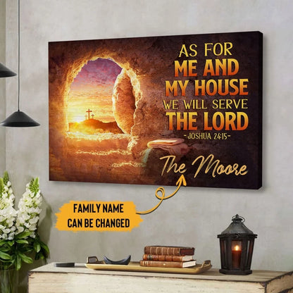 personalized wall art as for me and my house joshua 24 15 custom family name canvas (Landscape) (view 4)