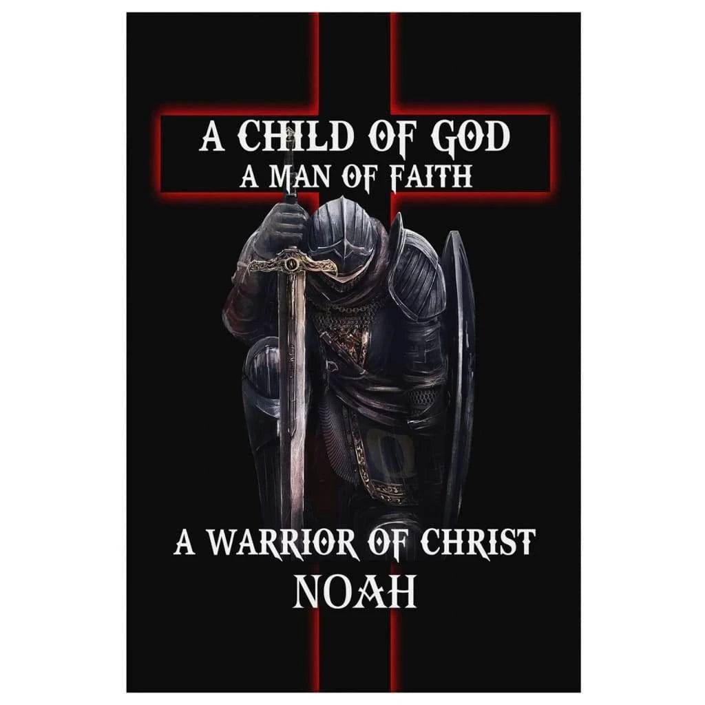 personalized a child of god man of faith warrior of christ wall art canvas with custom name (view 5)