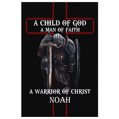 personalized a child of god man of faith warrior of christ wall art canvas with custom name (view 5)