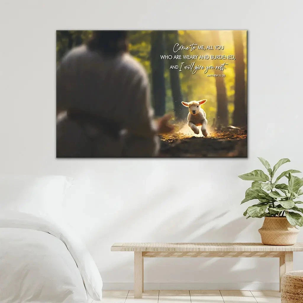 matthew 11 28 come to me all you who are weary wall art canvas (Landscape) (view 5)