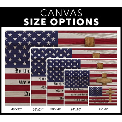 stand for the flag and kneel for the cross american flag and cross patriotic wall art canvas (Landscape) (view 4)