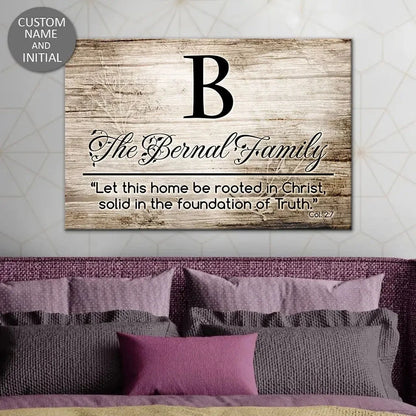 personalized let this home be rooted in christ wall art canvas with custom family name initial (view 7)