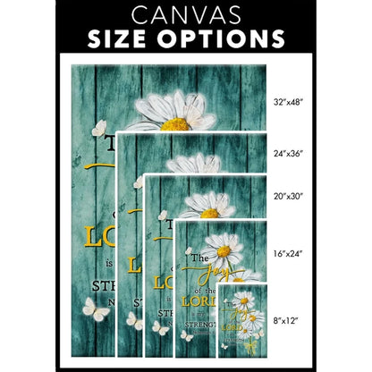the joy of the lord is my strength daisy flowers nehemiah 8 10 wall art canvas (view 4)