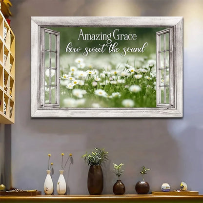amazing grace wall art amazing grace how sweet the sound canvas daisy paintings (Landscape) (view 3)