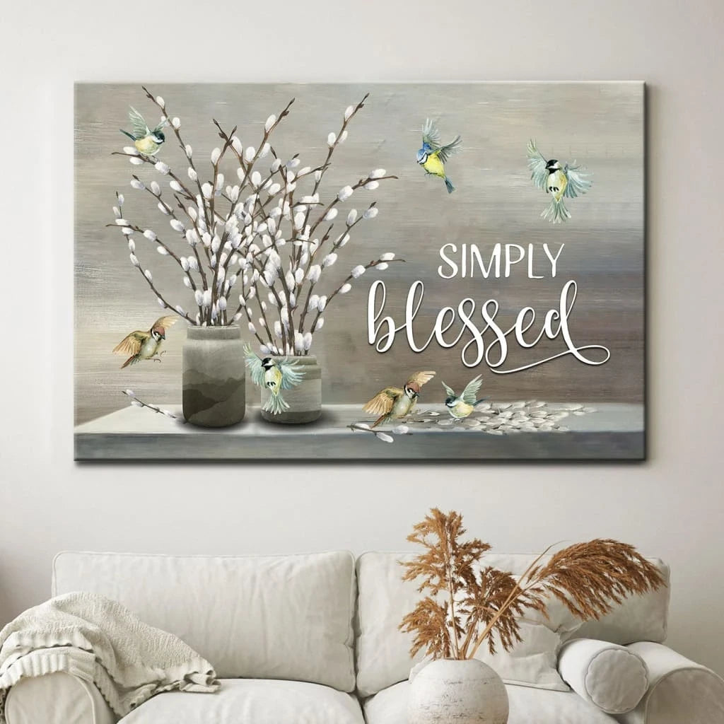 simply blessed wall art canvas christian wall art (Landscape) (view 6)