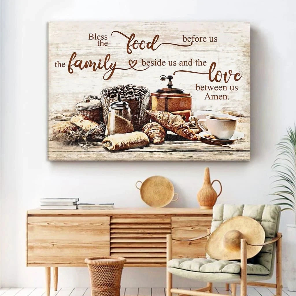 bless the food before us the family beside us wall art canvas print (Landscape) (view 4)