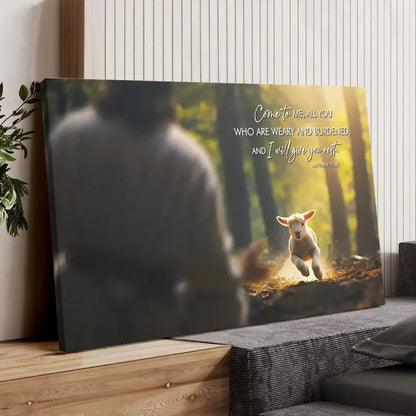 matthew 11 28 come to me all you who are weary wall art canvas (Landscape) (view 6)