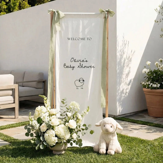 Personalized Baby Shower Welcome Banner Sheep Theme Baby Shower Welcome Sign, baby shower decor