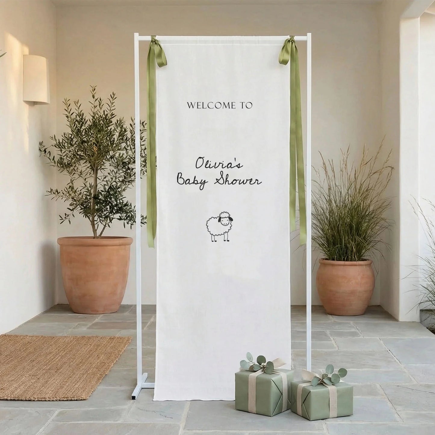 Personalized Baby Shower Welcome Banner Sheep Theme Baby Shower Welcome Sign, baby shower decor (view 2)