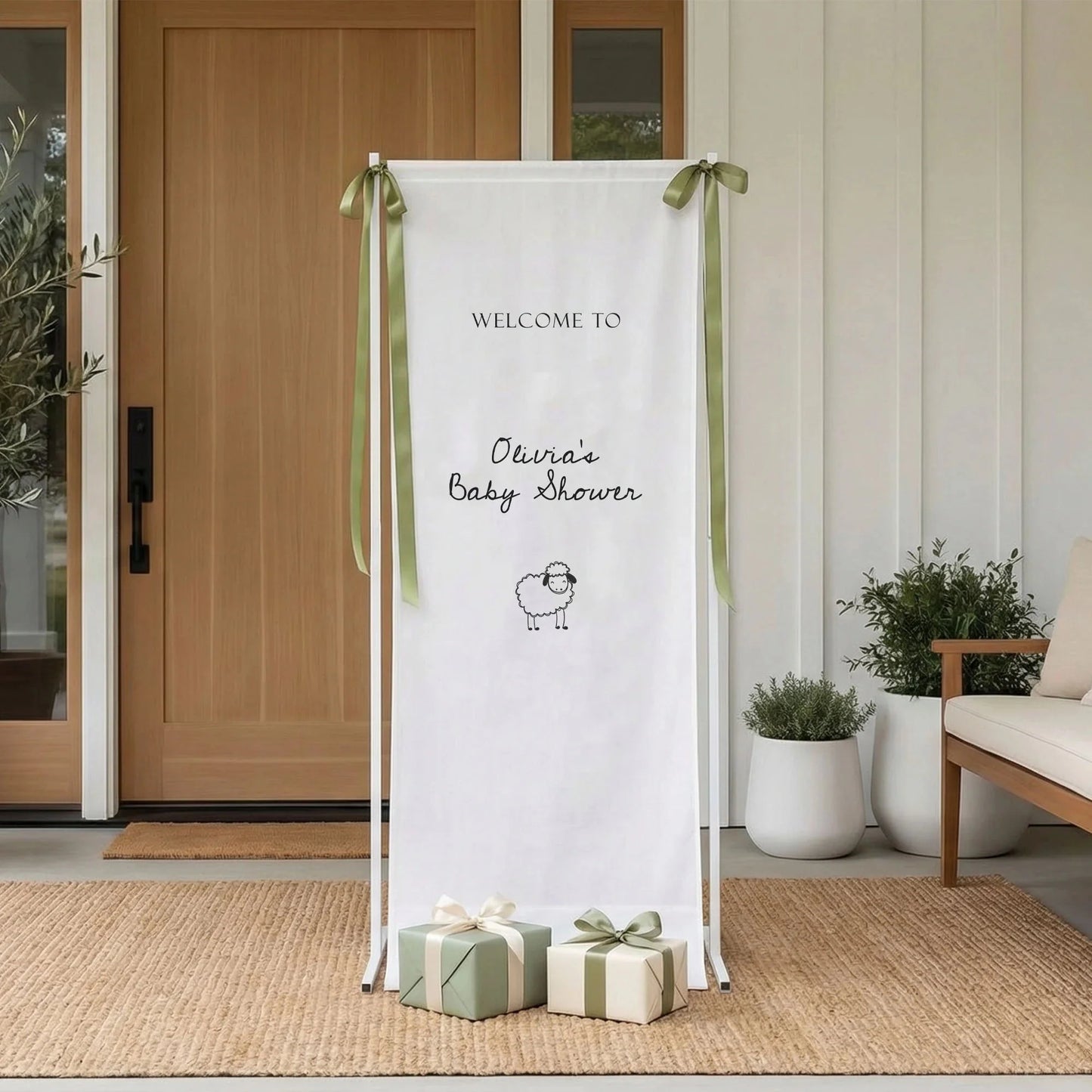 Personalized Baby Shower Welcome Banner Sheep Theme Baby Shower Welcome Sign, baby shower decor (view 4)