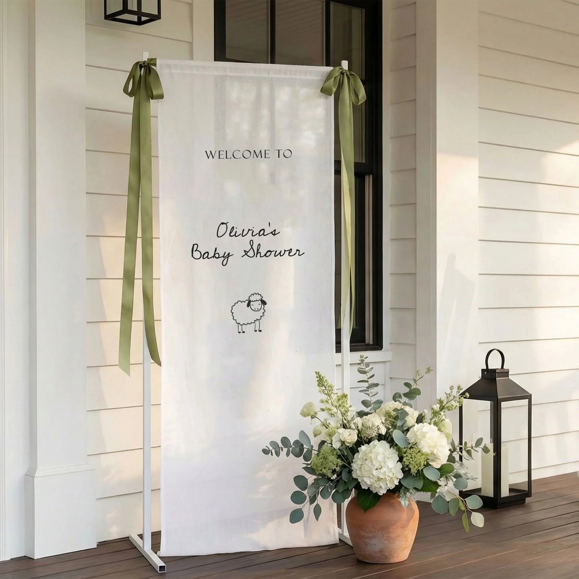Personalized Baby Shower Welcome Banner Sheep Theme Baby Shower Welcome Sign, baby shower decor (view 6)