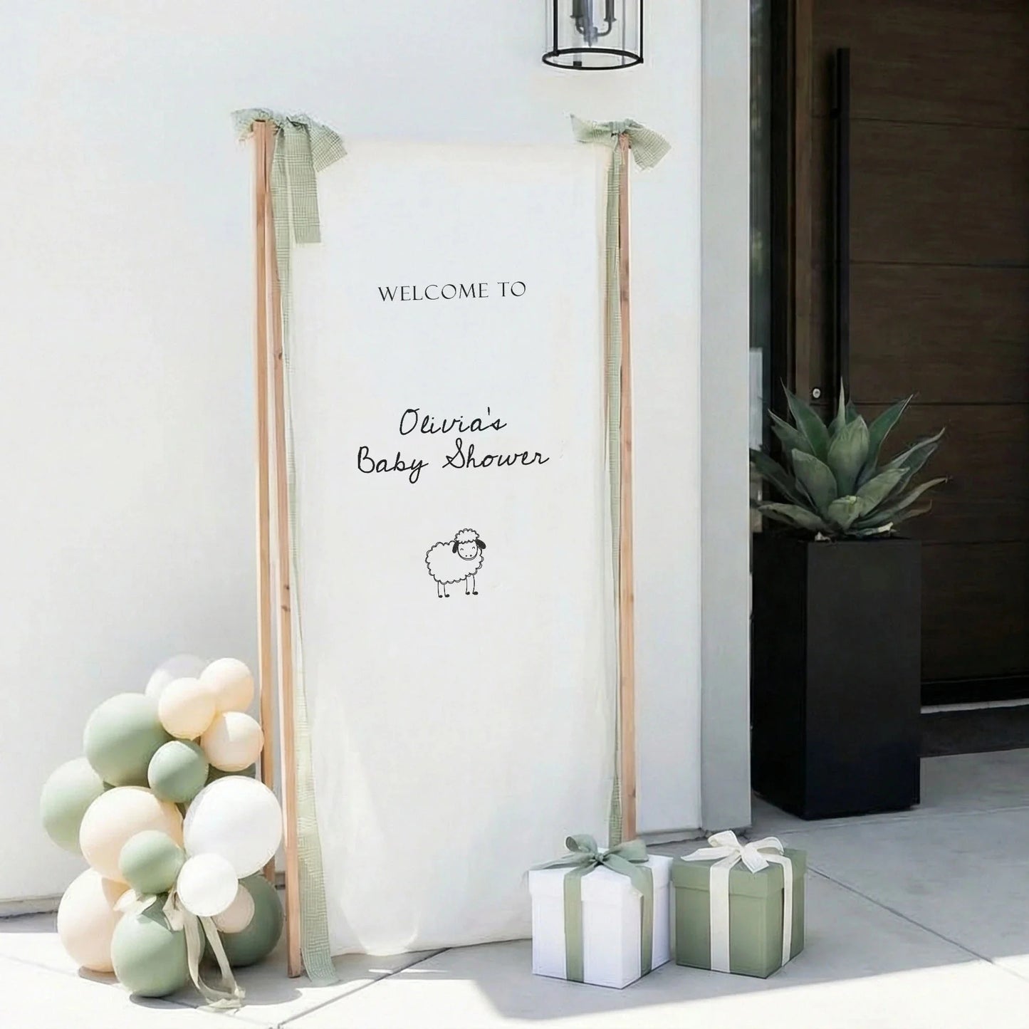 Personalized Baby Shower Welcome Banner Sheep Theme Baby Shower Welcome Sign, baby shower decor (view 8)